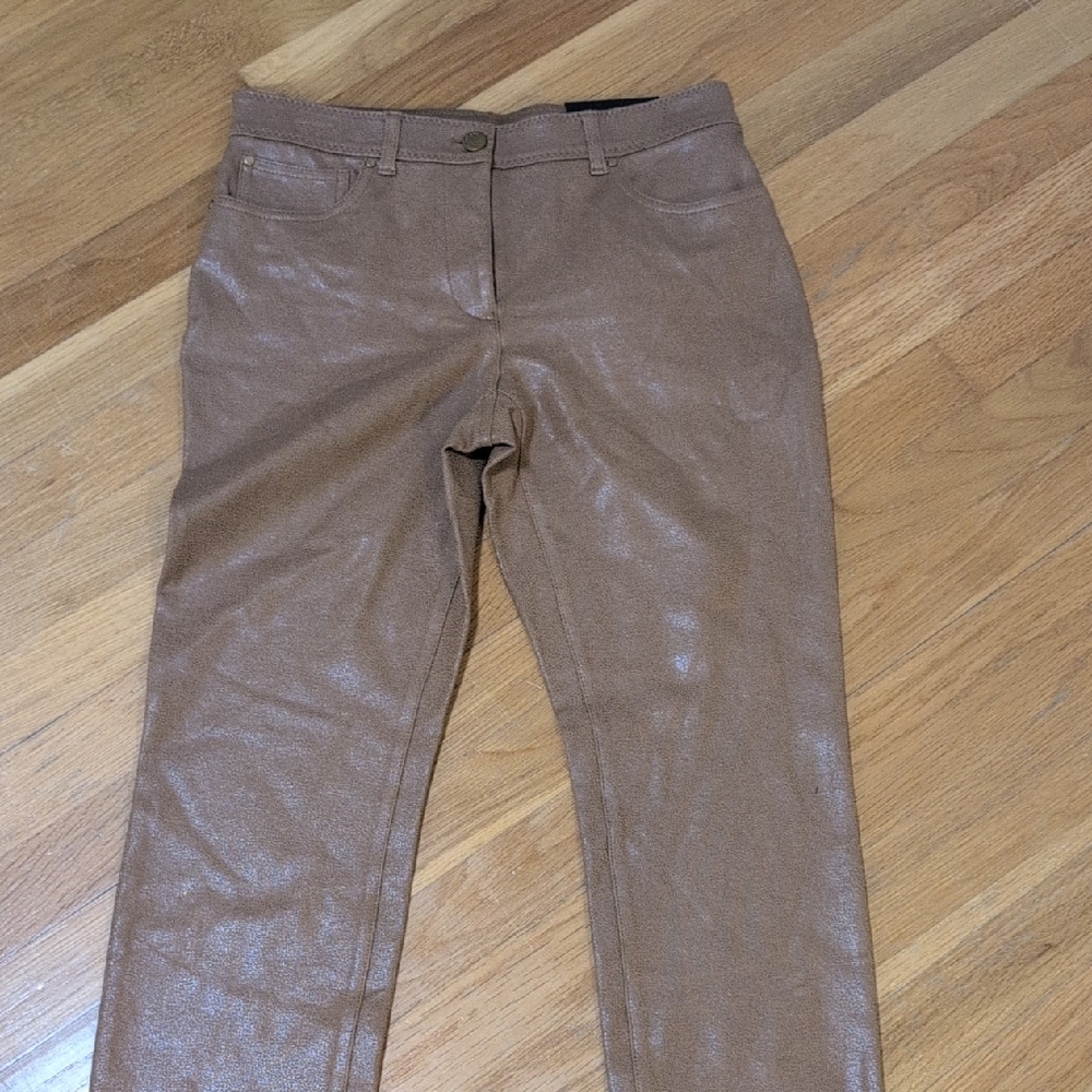 Chico's Metallic Tan Skinny Pants